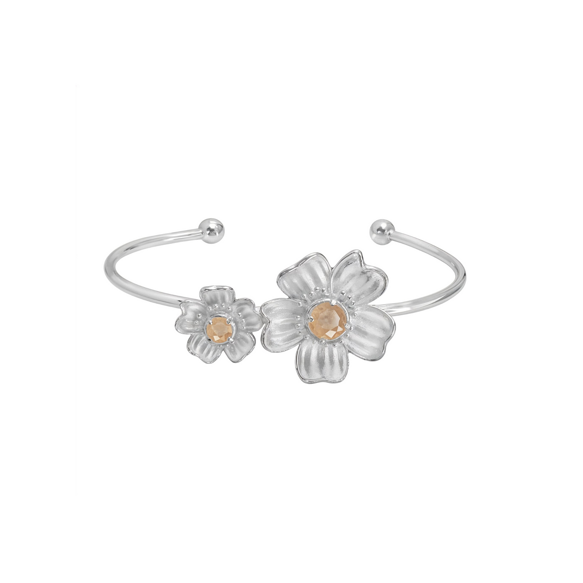 Brazalete Florecer Dos Flores con Topacio Champange