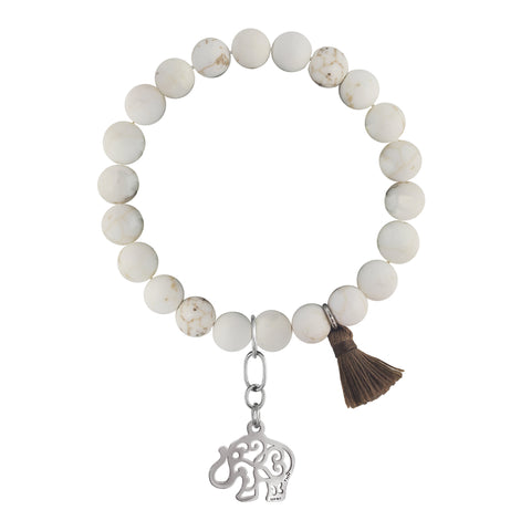 Pulsera Mujer Plata 925 Japamala Elefante Howlite