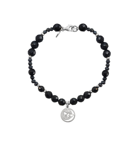 Pulsera Mujer Plata 925 Magia Luna Prosperidad Agata Negra