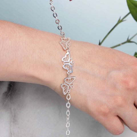 Pulsera Mujer Plata 925 Encanto 3 Mariposas