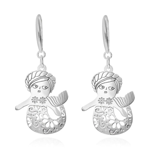 Aretes Mujer Plata 925 Mexicanizado Sirena