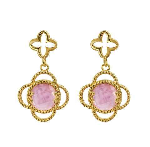 Aretes Mujer Plata 925 Rose Mariposa Mop Cristal Dorados