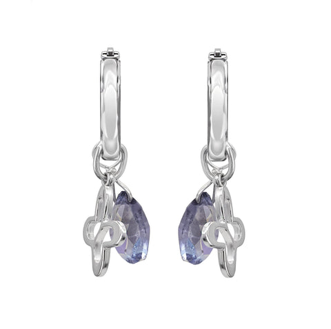 Arracadas Mujer Plata 925 Esenciales Mariposa Cristal Gota Morado