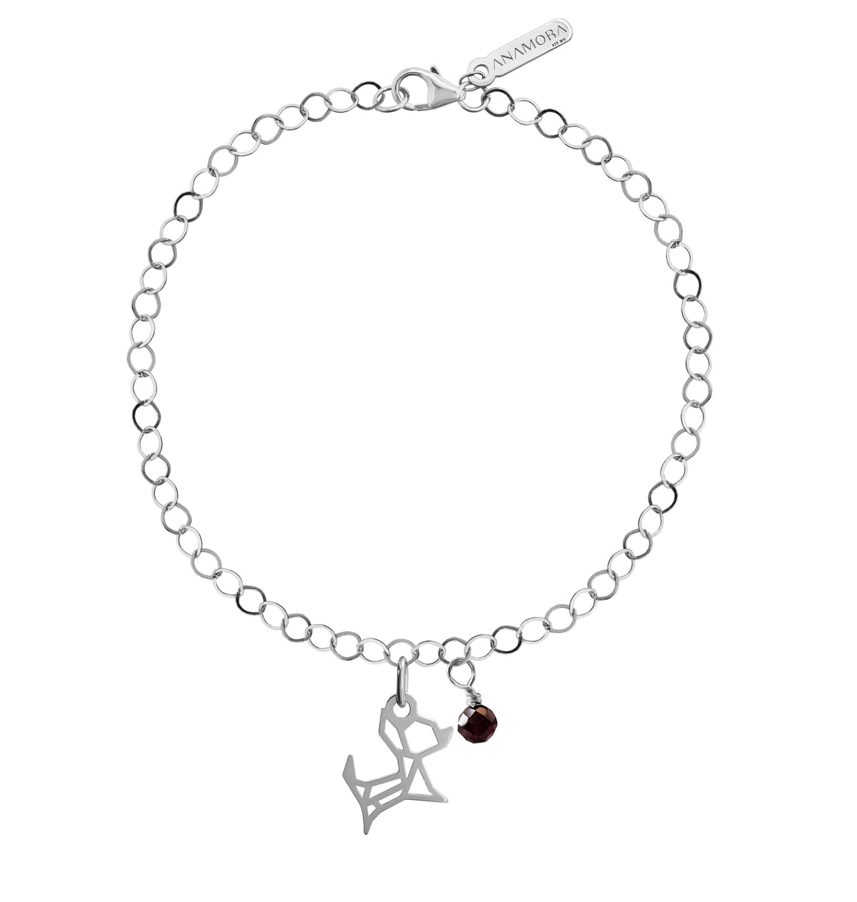 Pulsera Mujer Plata 925 Origami Perro Granate Anamora Por Tanya Moss