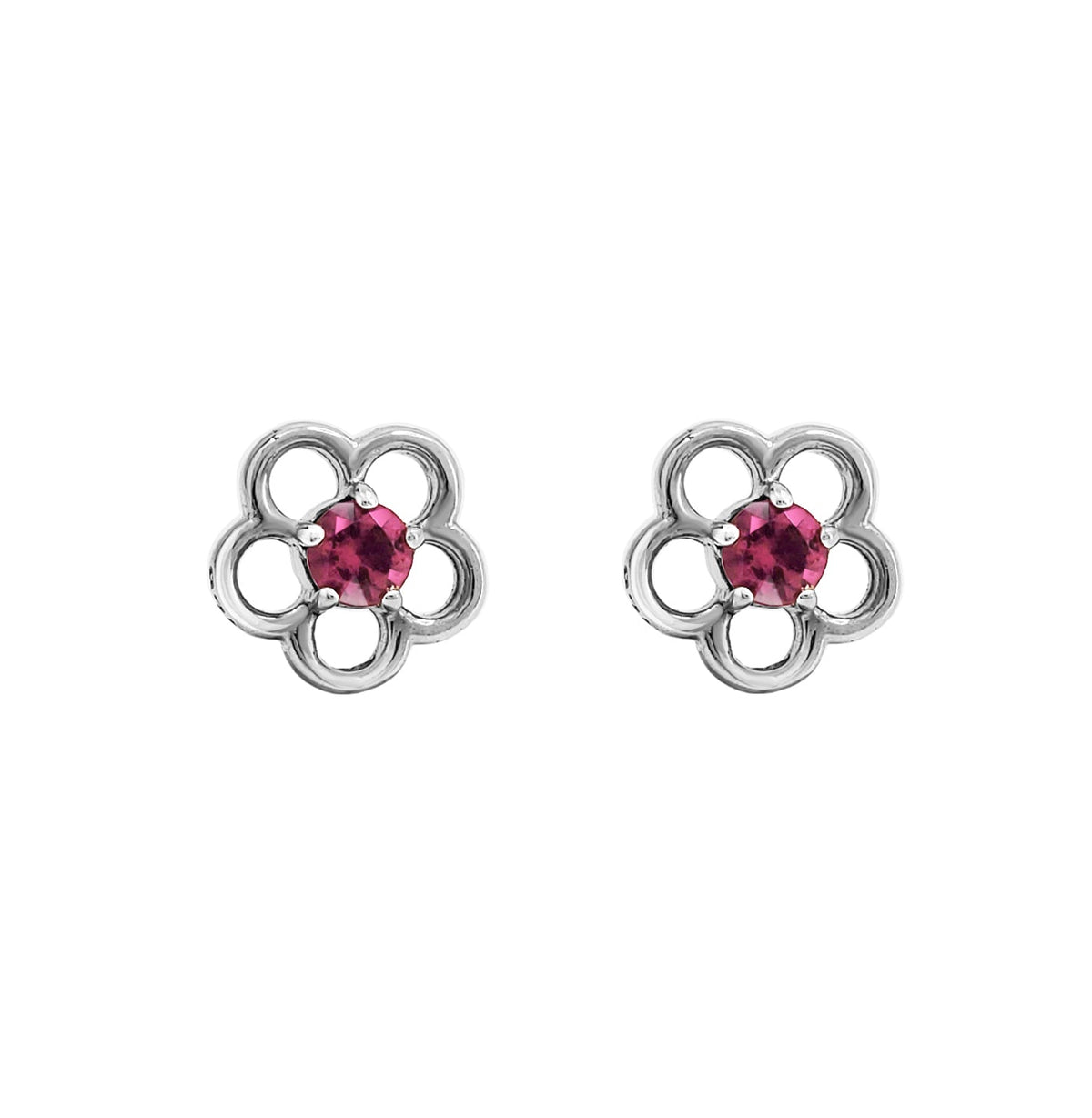 Broqueles Mujer Plata 925 Esenciales Flor Circonia Rosa Anamora por Tanya Moss