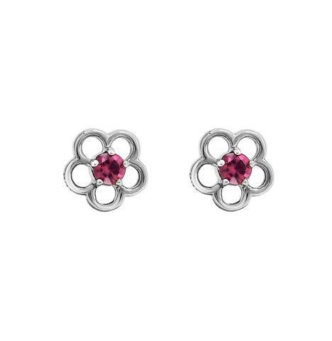 Broqueles Mujer Plata 925 Esenciales Flor Circonia Rosa Anamora por Tanya Moss