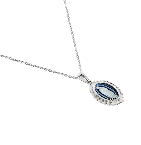 Dije Mujer Plata 925 Motivos Virgen Guadalupe Azul